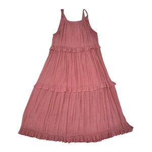 Blu Pepper Pink Sleeveless Tiered Dress Back Tie